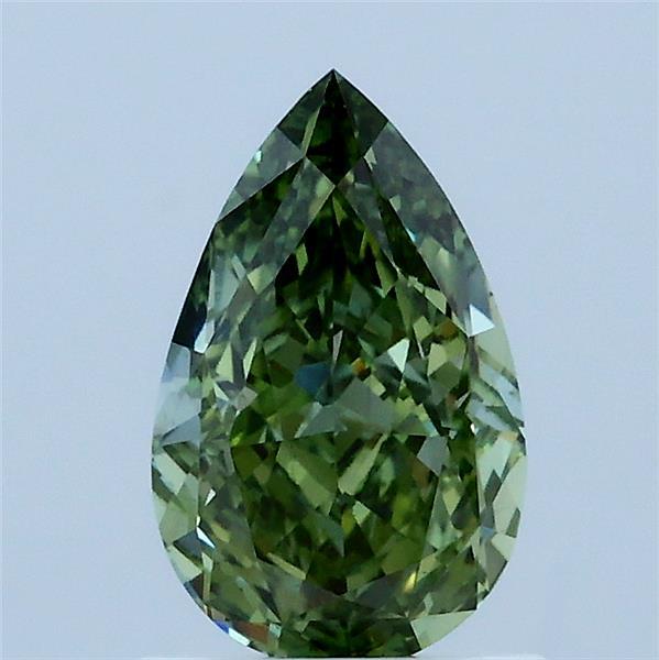 1.12 Carat Pear Lab Grown Diamond, Fancy Vivid Green Color, VS1 Clarity