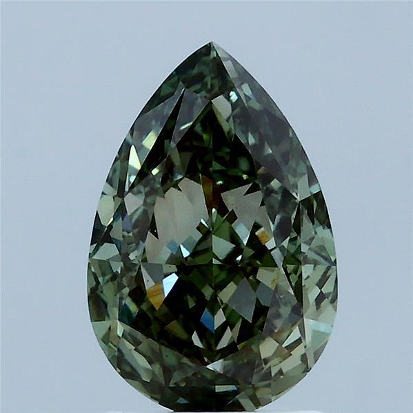 2.09 Carat Pear Lab Grown Diamond, Fancy Vivid Green Color, VS1 Clarity