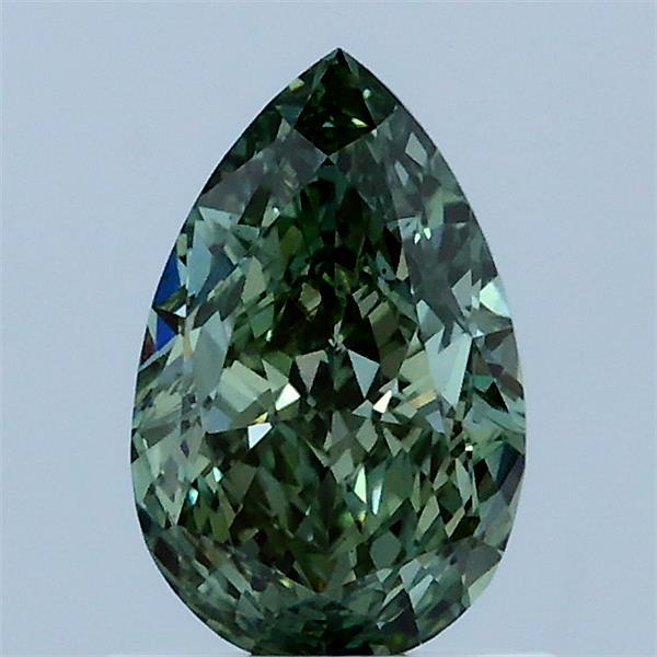 1.02 Carat Pear Lab Grown Diamond, Fancy Vivid Green Color, VS2 Clarity