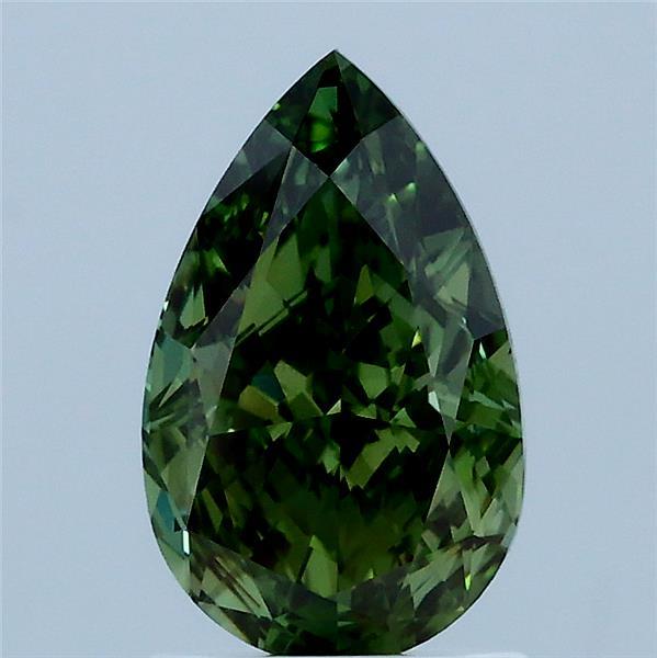 1.57 Carat Pear Lab Grown Diamond, Fancy Vivid Green Color, VVS2 Clarity