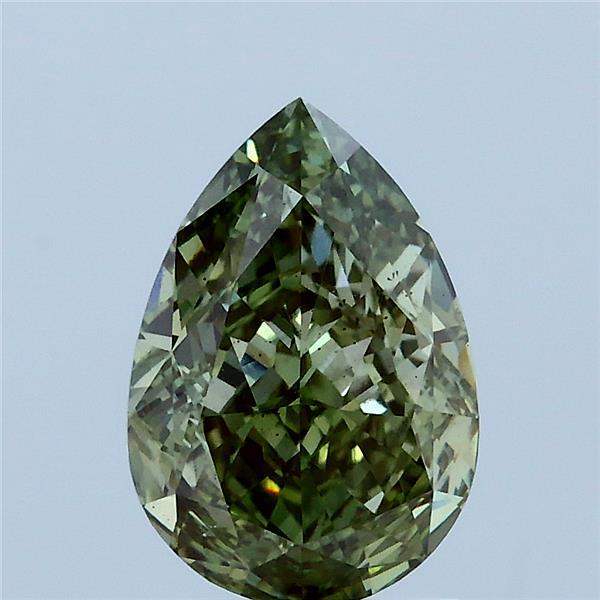 2.07 Carat Pear Lab Grown Diamond, Fancy Vivid Green Color, VS2 Clarity