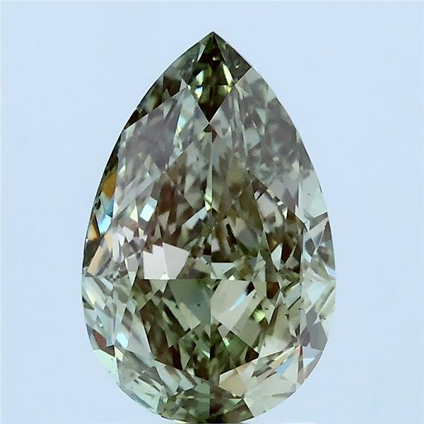 2.00 Carat Pear Lab Grown Diamond, Fancy Intense Green Color, VS1 Clarity
