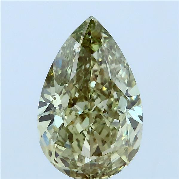 2.51 Carat Pear Lab Grown Diamond, Fancy Vivid Green Color, VVS2 Clarity