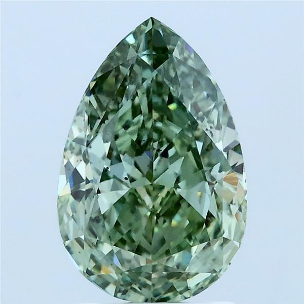 2.07 Carat Pear Lab Grown Diamond, Fancy Vivid Green Color, VS2 Clarity