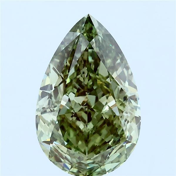 2.51 Carat Pear Lab Grown Diamond, Fancy Vivid Green Color, VS1 Clarity
