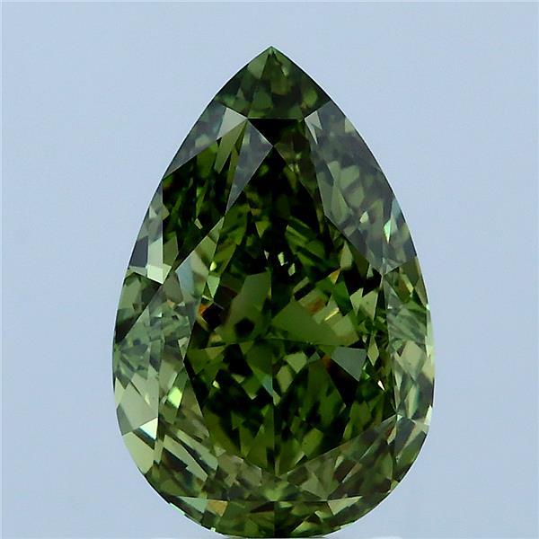 3.18 Carat Pear Lab Grown Diamond, Fancy Vivid Green Color, VS1 Clarity