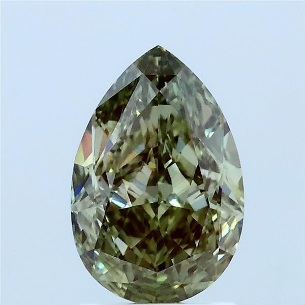 1.51 Carat Pear Lab Grown Diamond, Fancy Vivid Green Color, VVS2 Clarity