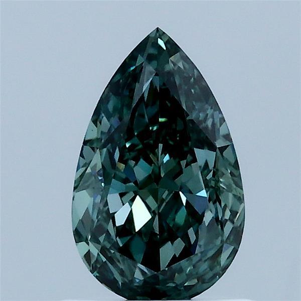 1.07 Carat Pear Lab Grown Diamond, Fancy Vivid Green Color, VS1 Clarity