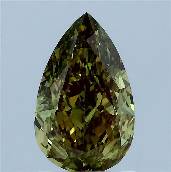 1.54 Carat Pear Lab Grown Diamond, Fancy Intense Green Color, VVS2 Clarity