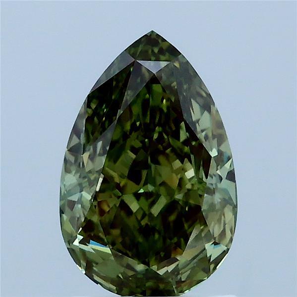 1.65 Carat Pear Lab Grown Diamond, Fancy Vivid Green Color, VS2 Clarity