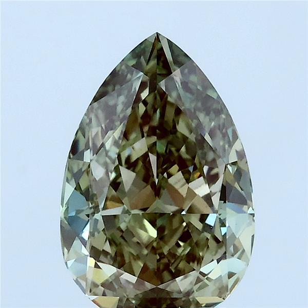 2.54 Carat Pear Lab Grown Diamond, Fancy Vivid Green Color, VVS2 Clarity