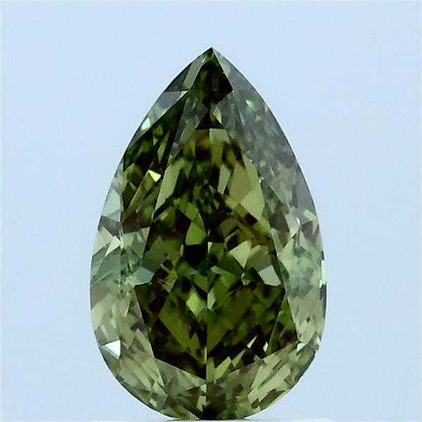 1.00 Carat Pear Lab Grown Diamond, Fancy Vivid Green Color, VS2 Clarity