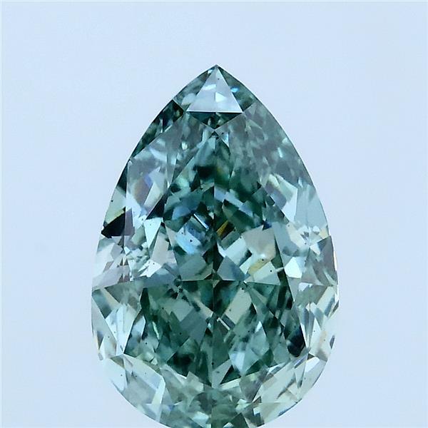 2.49 Carat Pear Lab Grown Diamond, Fancy Vivid Green Color, VS2 Clarity