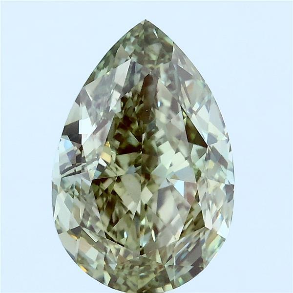 3.52 Carat Pear Lab Grown Diamond, Fancy Intense Green Color, VS1 Clarity
