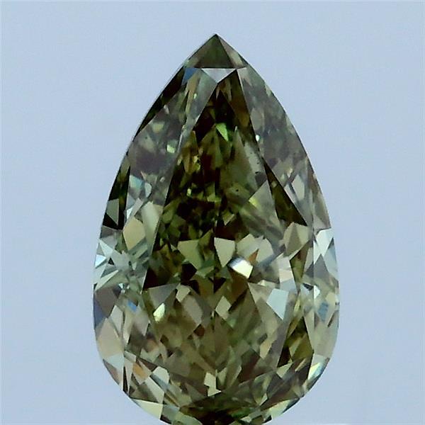1.21 Carat Pear Lab Grown Diamond, Fancy Vivid Green Color, VS2 Clarity