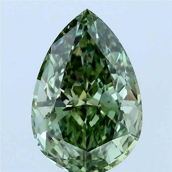 2.52 Carat Pear Lab Grown Diamond, Fancy Vivid Green Color, VS1 Clarity