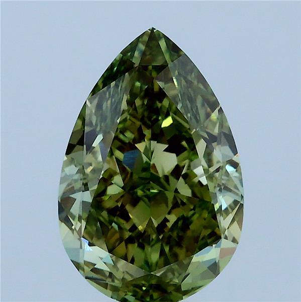 3.24 Carat Pear Lab Grown Diamond, Fancy Vivid Green Color, VS1 Clarity