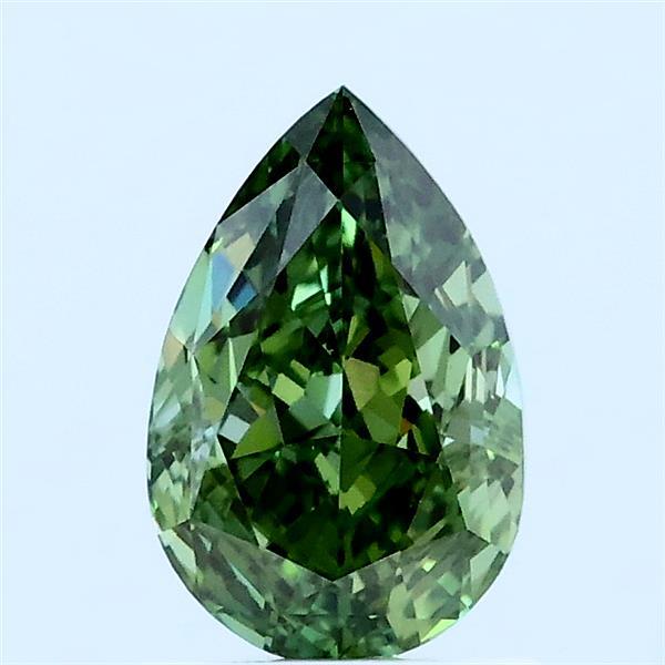 1.01 Carat Pear Lab Grown Diamond, Fancy Vivid Green Color, VS1 Clarity