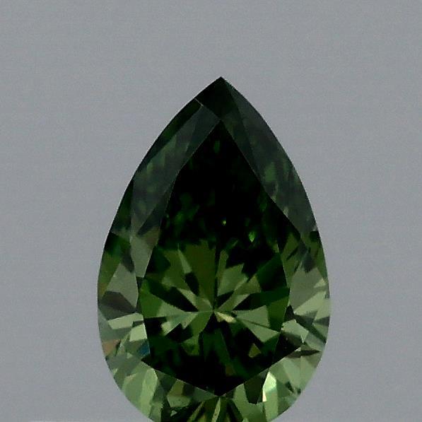 0.30 Carat Pear Lab Grown Diamond, Fancy Vivid Green Color, VVS2 Clarity