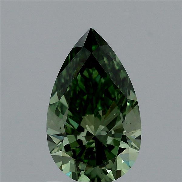1.11 Carat Pear Lab Grown Diamond, Fancy Vivid Green Color, VS2 Clarity