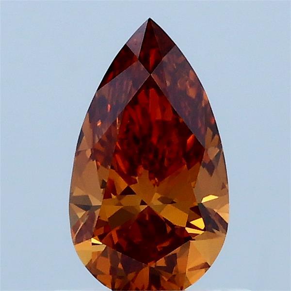 0.71 Carat Pear Lab Grown Diamond, Fancy Vivid Orange Color, VS1 Clarity