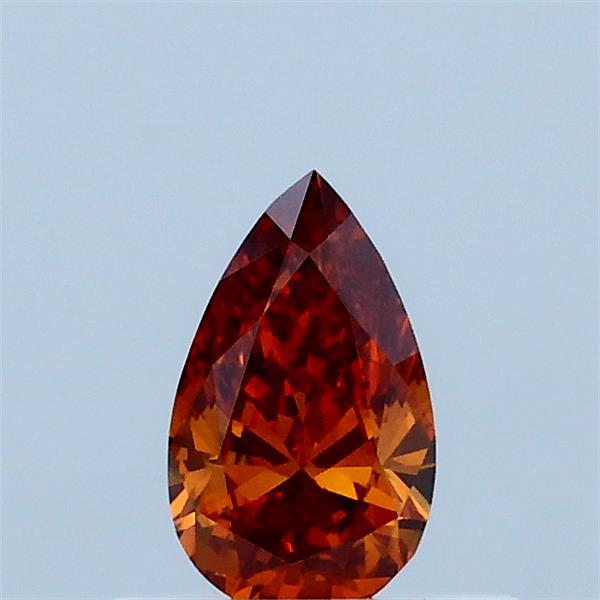 0.32 Carat Pear Lab Grown Diamond, Fancy Vivid Orange Color, VS1 Clarity