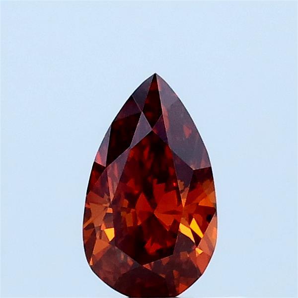 0.33 Carat Pear Lab Grown Diamond, Fancy Vivid Orange Yellowish Color, VVS1 Clarity