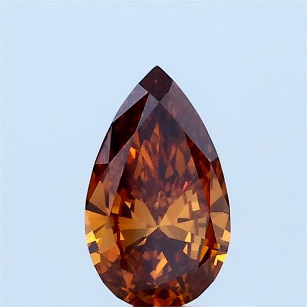 0.39 Carat Pear Lab Grown Diamond, Fancy Deep Orange Color, VS1 Clarity