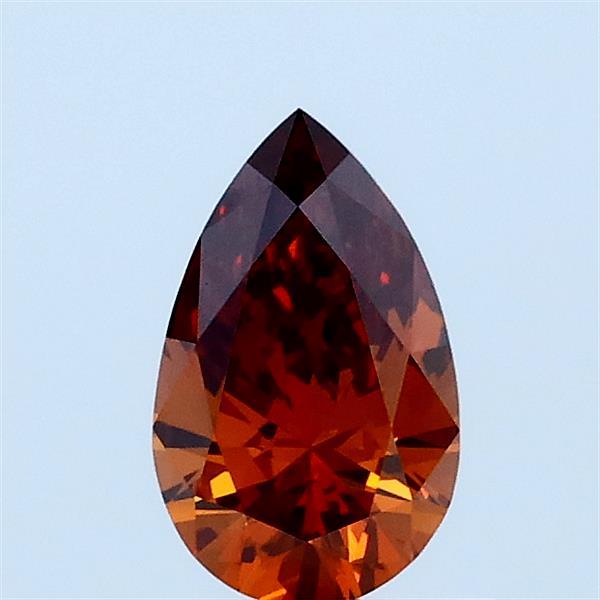 0.49 Carat Pear Lab Grown Diamond, Fancy Vivid Brownish Orange Color, VVS2 Clarity