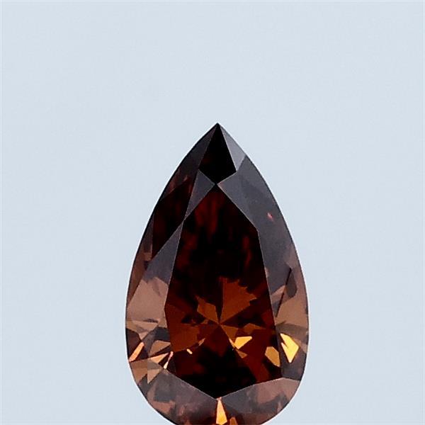 0.34 Carat Pear Lab Grown Diamond, Fancy Deep Orange Color, VVS2 Clarity