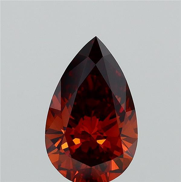 1.53 Carat Pear Lab Grown Diamond, Fancy Intense Brownish Orange Color, VS1 Clarity