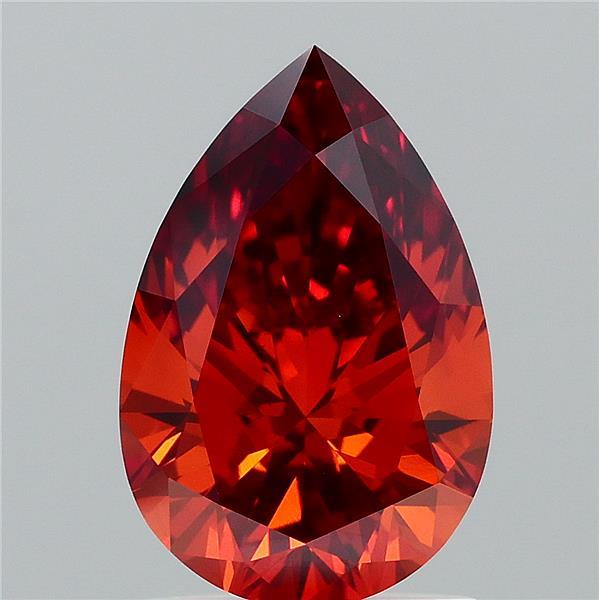 1.50 Carat Pear Lab Grown Diamond, Fancy Intense Brownish Orange Color, VVS2 Clarity