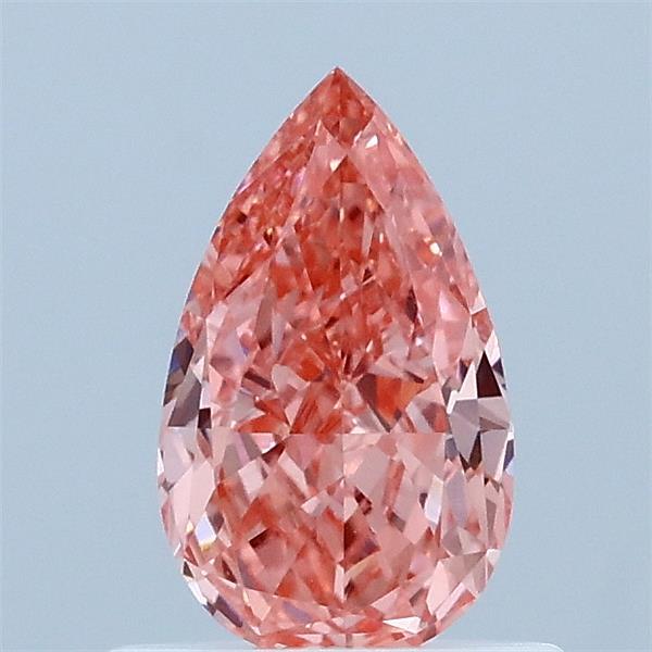 0.72 Carat Pear Lab Grown Diamond, Fancy Vivid Pink Color, VVS2 Clarity