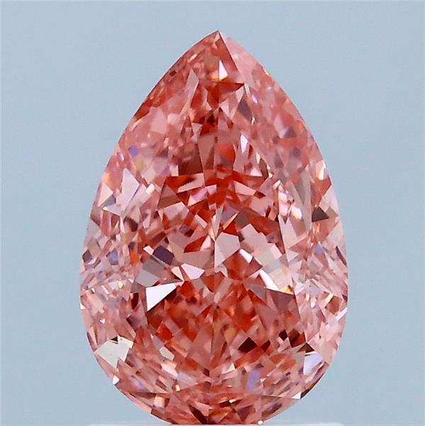 1.55 Carat Pear Lab Grown Diamond, Fancy Vivid Pink Color, VVS2 Clarity