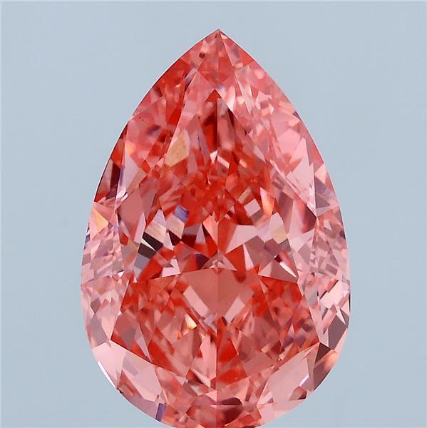5.29 Carat Pear Lab Grown Diamond, Fancy Vivid Pink Color, VS1 Clarity