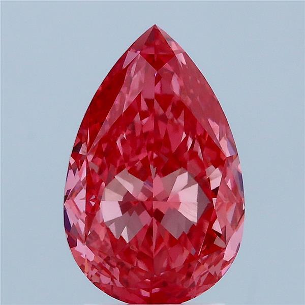 3.05 Carat Pear Lab Grown Diamond, Fancy Vivid Pink Color, VVS1 Clarity