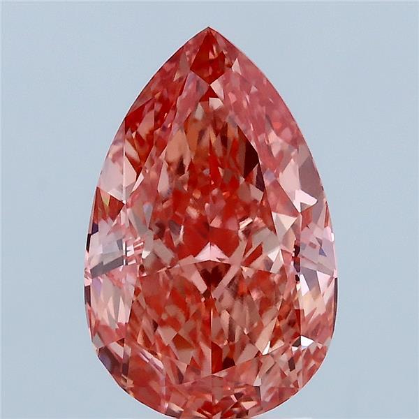 3.02 Carat Pear Lab Grown Diamond, Fancy Vivid Pink Color, VVS2 Clarity