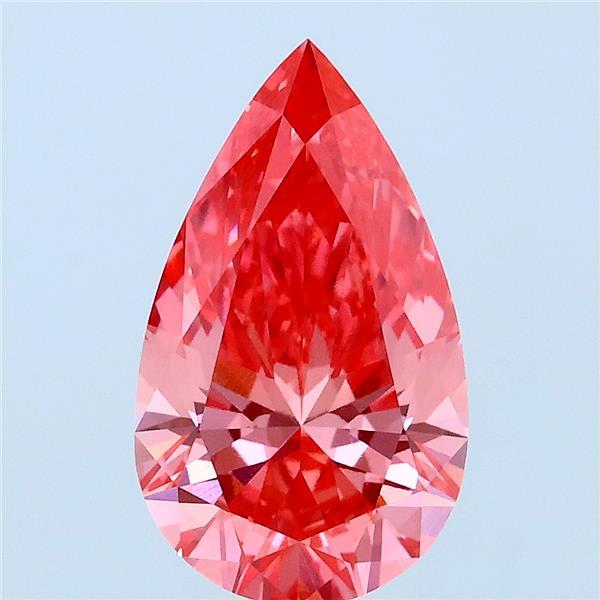 2.08 Carat Pear Lab Grown Diamond, Fancy Vivid Pink Color, VVS2 Clarity