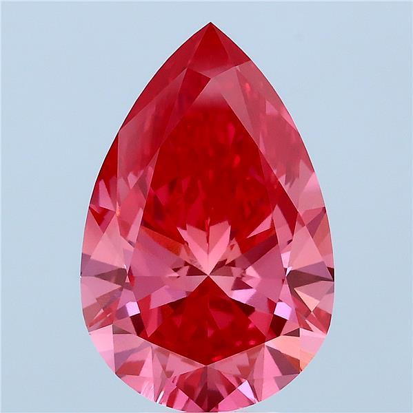 5.01 Carat Pear Lab Grown Diamond, Fancy Vivid Pink Color, VVS2 Clarity