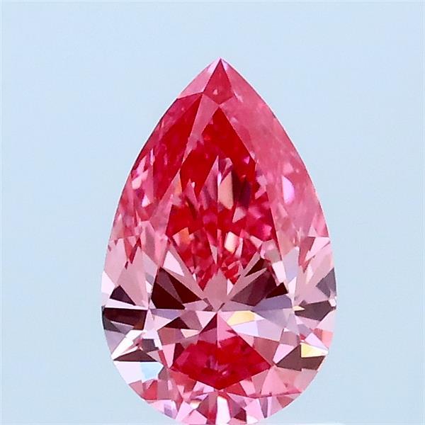 0.73 Carat Pear Lab Grown Diamond, Fancy Vivid Pink Color, VVS1 Clarity