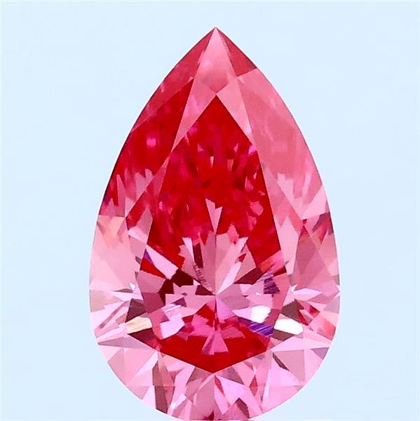 1.08 Carat Pear Lab Grown Diamond, Fancy Vivid Pink Color, VVS2 Clarity