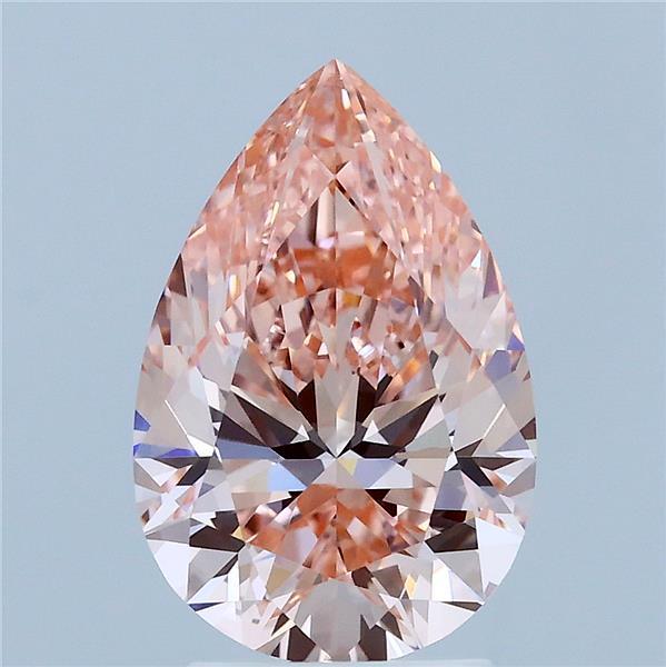 2.81 Carat Pear Lab Grown Diamond, Fancy Vivid Pink Color, VVS2 Clarity