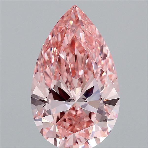 5.53 Carat Pear Lab Grown Diamond, Fancy Vivid Pink Color, VS1 Clarity