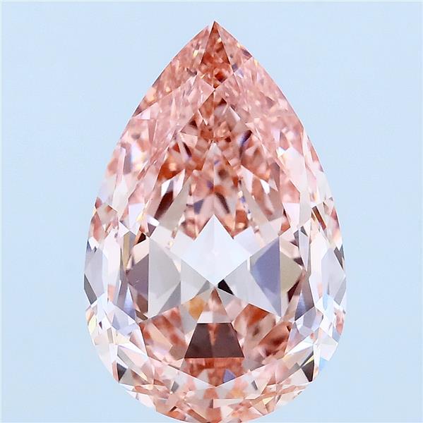 4.02 Carat Pear Lab Grown Diamond, Fancy Intense Pink Color, VVS2 Clarity