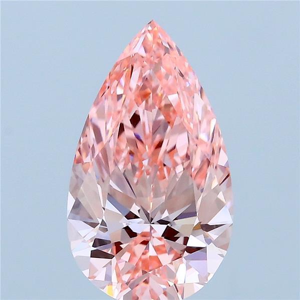 1.98 Carat Pear Lab Grown Diamond, Fancy Vivid Pink Color, VVS1 Clarity
