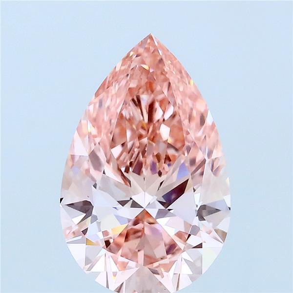2.08 Carat Pear Lab Grown Diamond, Fancy Vivid Pink Color, VS1 Clarity