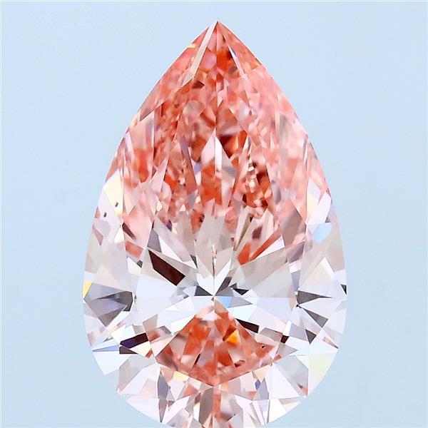 3.00 Carat Pear Lab Grown Diamond, Fancy Vivid Pink Color, VS1 Clarity