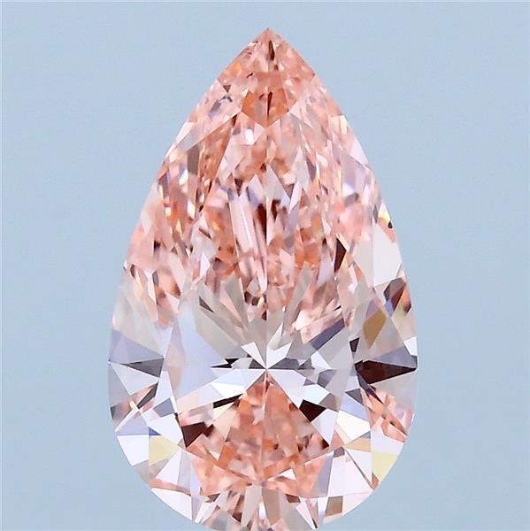 2.00 Carat Pear Lab Grown Diamond, Fancy Vivid Pink Color, VS1 Clarity