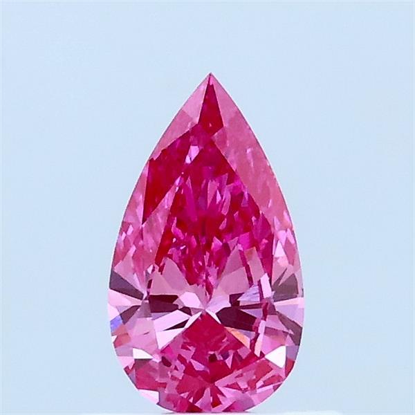 0.41 Carat Pear Lab Grown Diamond, Fancy Vivid Pink Color, VVS1 Clarity