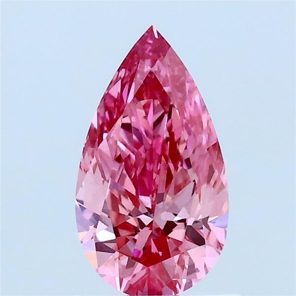 0.71 Carat Pear Lab Grown Diamond, Fancy Vivid Pink Color, VS1 Clarity